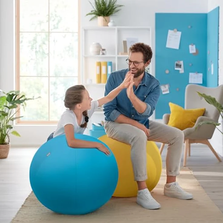 Leitz Ergo Cosy Active Sitzball, Gymnastikball (65 cm) für aktive Körperhaltung und Rückenübungen, mit Handpumpe und Tragegriff – Bild 7
