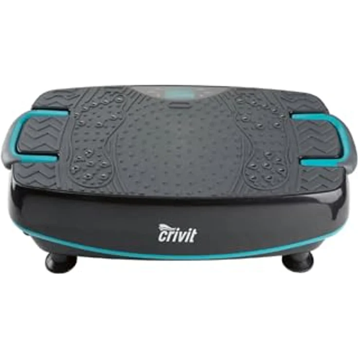 CRIVIT Sport Vibrationsboard Vibrationsplatte Fitness Trainer Plus, 6 Trainingsprogramme, stabiler Metallrahmen, max. 130 kg, mit 2 Expandern und Fernbedienung – Bild 4