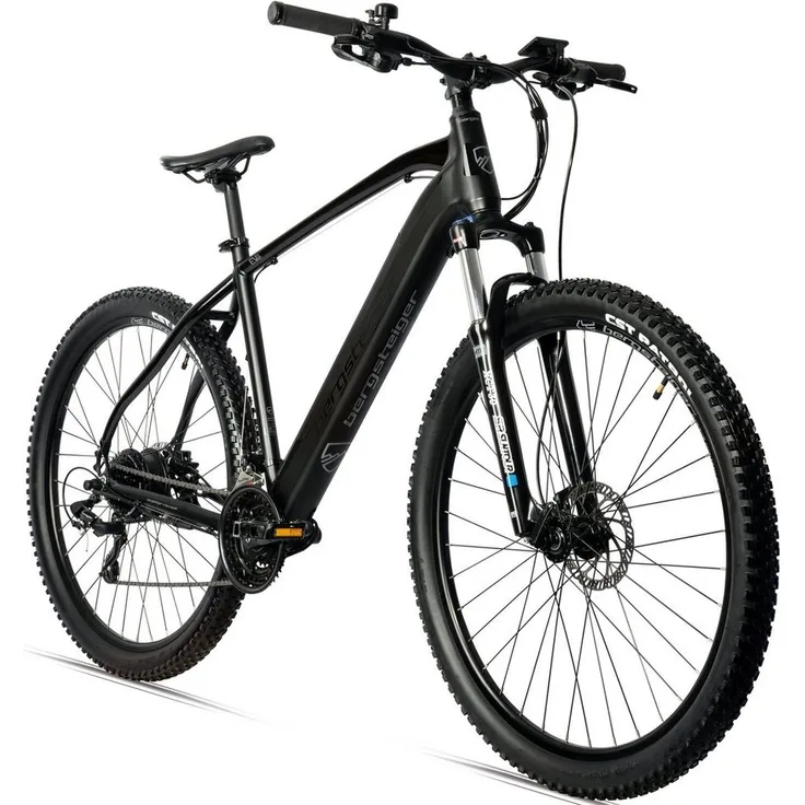 bergsteiger E-Bike Mountainbike Cannock, 250 Watt Motor, 36V 10.4Ah & 12Ah Akku, Damen-Herren, 24 Gang Kettenschaltung, Heckmotor, Hydraulikbremsen
