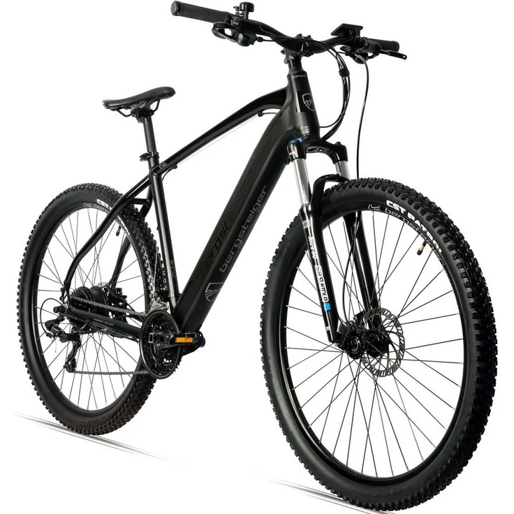 bergsteiger E-Bike Mountainbike Cannock, 250 Watt Motor, 36V, 10.4Ah & 12Ah Akku, 24 Gang Kettenschaltung, Heckmotor, Hydraulikbremsen, Damen/Herren