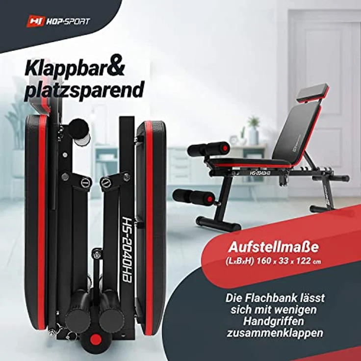Hop-Sport klappbare Hantelbank HS-2040 - multifunktions Trainingsbank perfekt für Bankdrücken oder Ganzkörpertraining – Bild 2