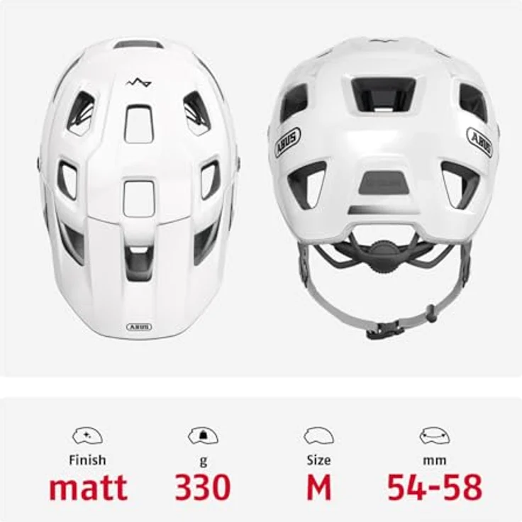 ABUS MTB-Helm MoDrop, robuster Fahrradhelm mit guter Belüftung und individueller Passform, Unisex, Weiß, Größe M – Bild 3