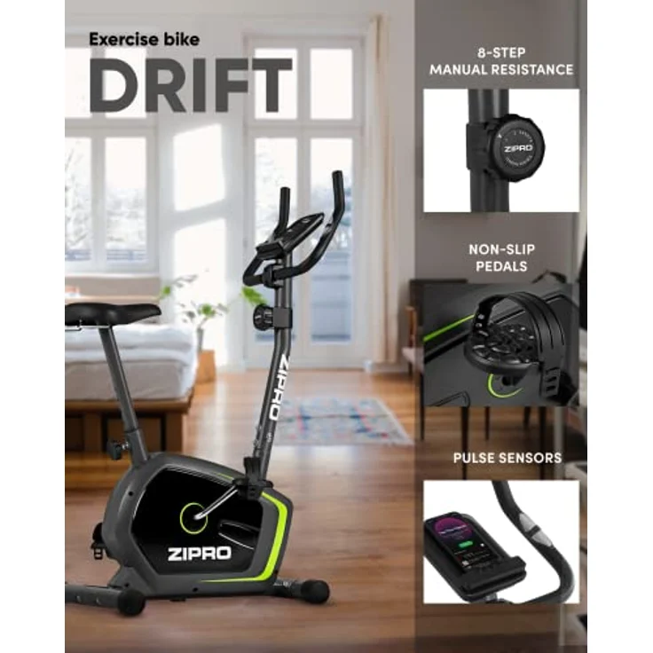 Zipro Heimtrainer Fahrrad Drift, Ergometer Fitnessbikes, Magnetisches Fahrradtrainer, Ergometer Fahrrad bis 120kg, Indoor Bike, Trainingsfahrrad für zuhause, Fahrradergometer Batteriebetrieben – Bild 3