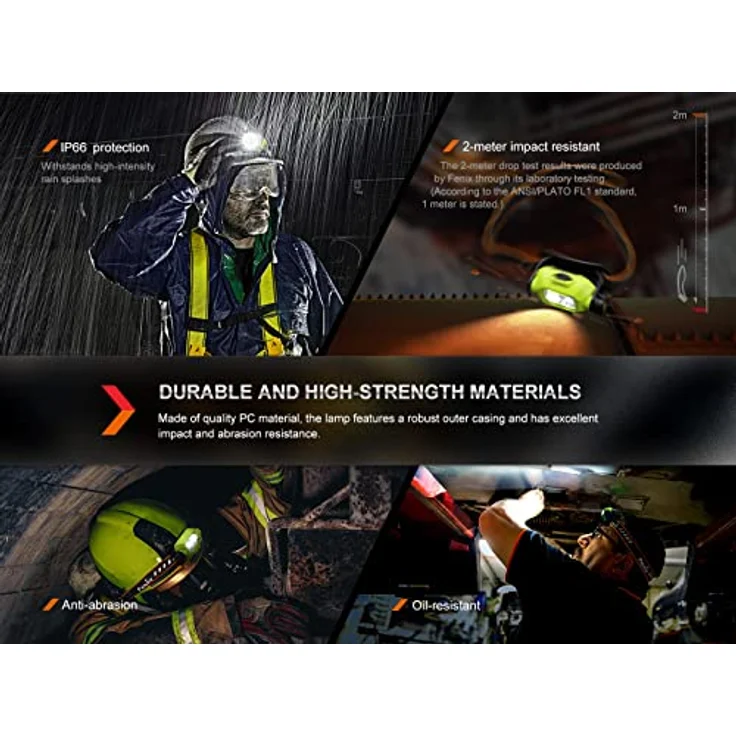 FENIX WH23R Wiederaufladbare Leichte Arbeits-/Industrie-Stirnlampe | 600 Lumen | 100 m | 150 Stunden Max | Gestenerkennung Ein/Aus | Drehschalter | 2000mAh Akku | IP66, Schwarz – Bild 5