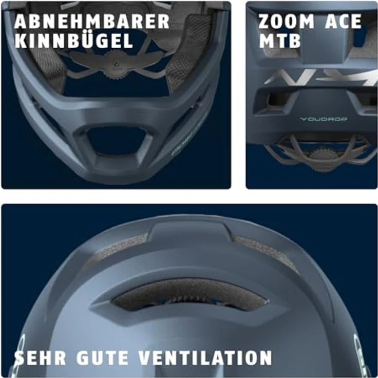 ABUS MTB-Helm YouDrop FF, Fullface-Helm für Kinder und Jugendliche mit abnehmbarem Kinnschutz, blau, Größe S – Bild 4