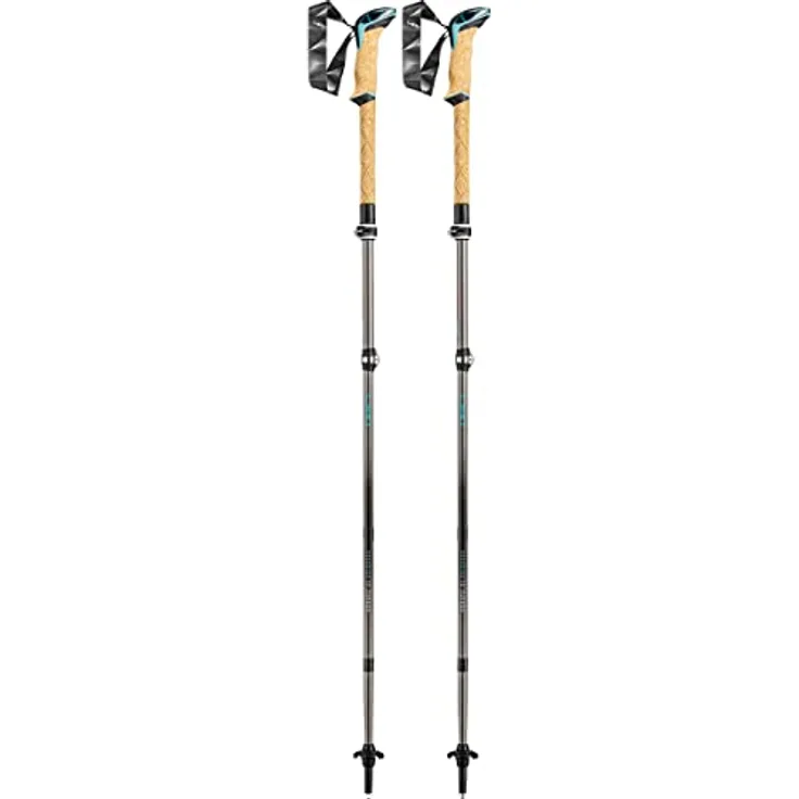 LEKI Cressida FX Carbon Trekkingstöcke, 4-teilig, faltbar, verstellbar, brownmetallic-Mint-Chocolate, 100-120 cm