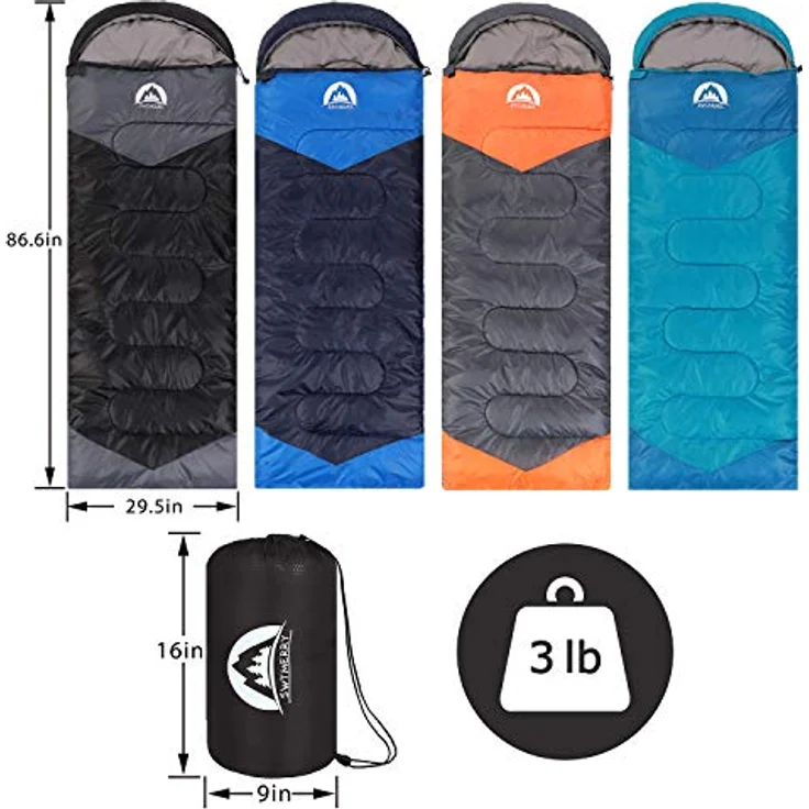 SWTMERRY Schlafsack für 3-4 Jahreszeiten, leicht und wasserdicht, geeignet für Temperaturen von 5-25 °C, ideal zum Wandern und Campen – Bild 3