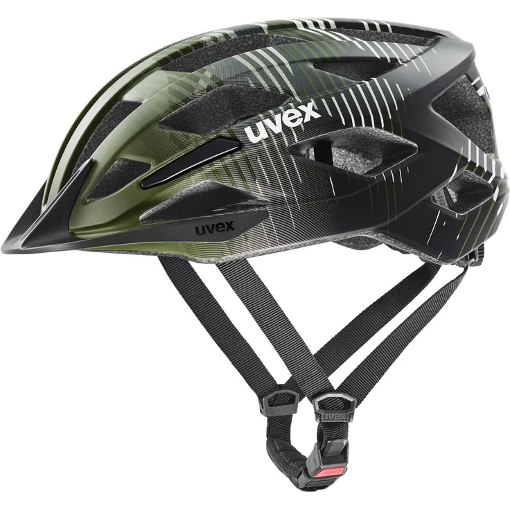 Uvex Air wing 2 cc, Fahrradhelm Unisex Erwachsene, Schwarz-Grün, 52-57 cm, mit integrierter Sonnenblende und In-Mold-Technologie