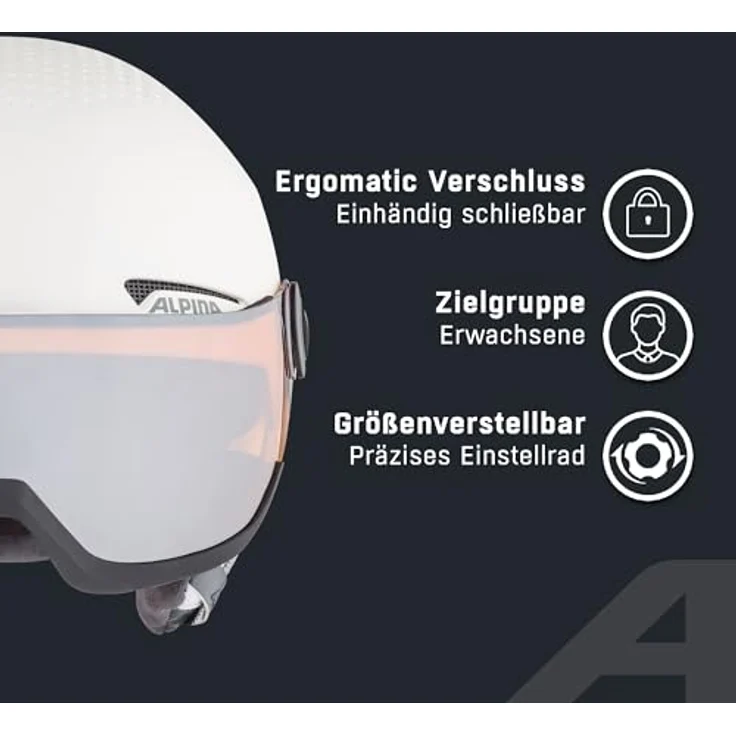 Alpina Arber Visor Q-lite White Matt, Größe 51 - 55 cm - Ski- & Snowboardhelm, Farbe Weiß – Bild 4