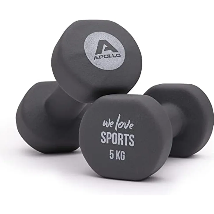 Apollo Hantel Set Kurzhantel | 2 Hanteln | 2x5kg Hantelset | Gewichte für Krafttraining | Kurzhanteln 2er Set | Fitness Hanteln für Frauen & Männer | Dumbbells | Hanteln 5kg | Hantel Gewichte