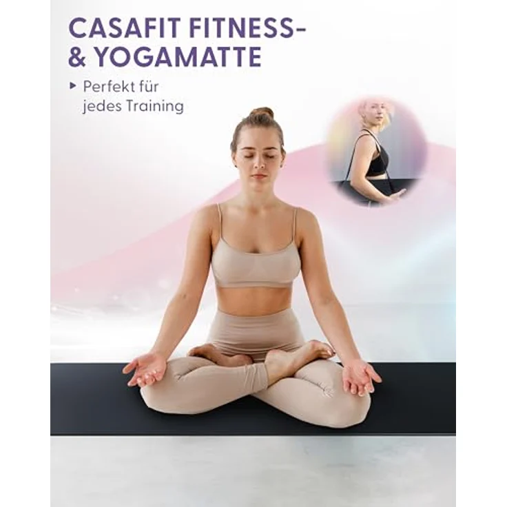CASAFIT Casa Fit Premium Yogamatte, rutschfeste und extra-dicke Fitnessmatte für Yoga, Pilates und Gymnastik, langlebig, ideal für Zuhause und Fitnessstudio – Bild 2