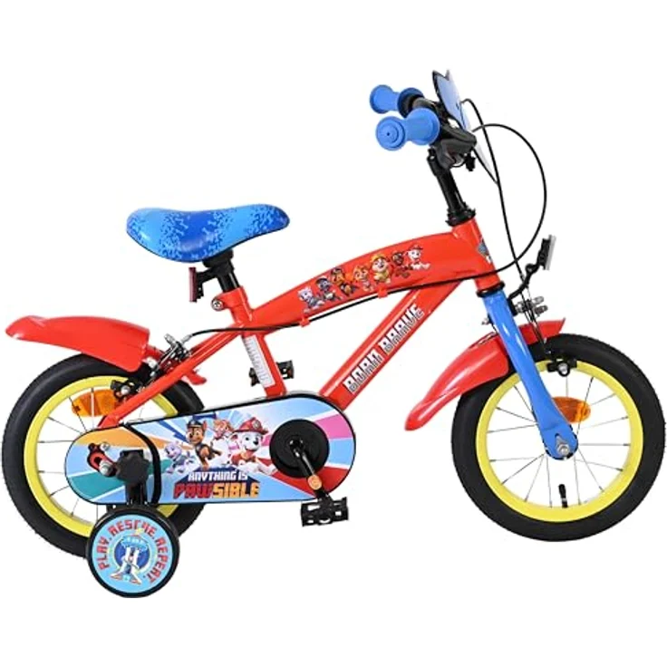 Volare Paw Patrol Kinderfahrrad 12", rot mit Chase, Marshall & Skye, für 3–5 Jahre, Hand- & Rücktrittbremse, abnehmbare Stützräder, Kettenschutz, verstellbarer Sattel, sicherer Fahrspaß – Bild 2