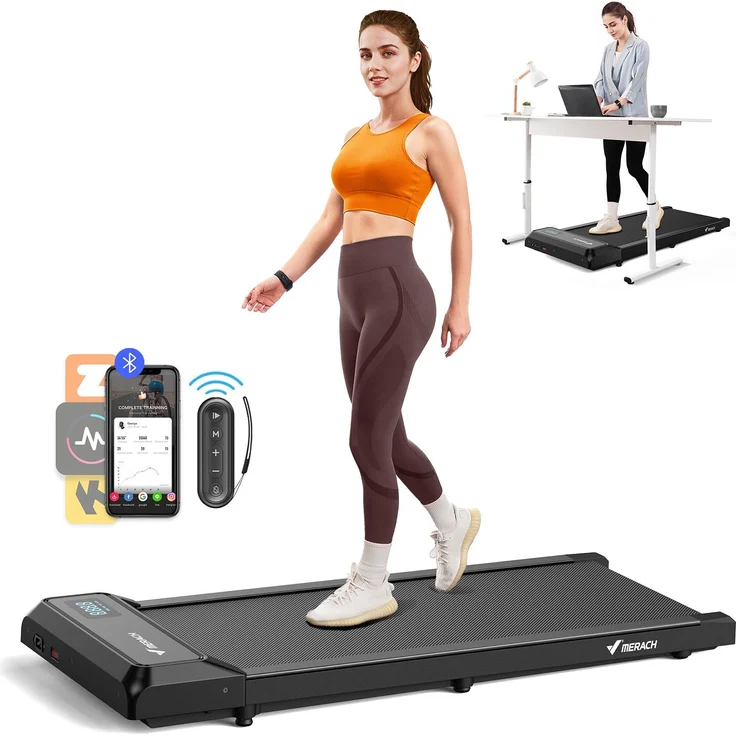 Merach Laufband 13 kg – geräuscharm, 2,5 PS Motor, mobile Fitnesslösung für Zuhause und Büro