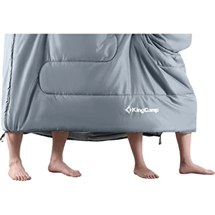 KingCamp Deckenschlafsack Oxygen 250 D, Doppel-Schlafsack für 2 Personen, XL, -3°C, mit Kissen und Innentasche, Medium Grey – Bild 5