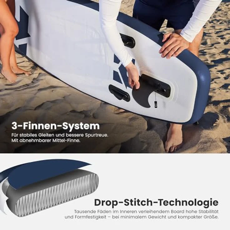 Home Deluxe MOANA Stand Up Paddle Board, Größe L, blau | Aufblasbares SUP mit rutschfester Oberfläche und 3-Finnen-System für See, Meer & Fluss – Bild 7