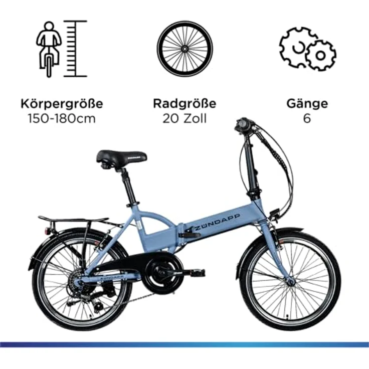 ZNDAPP Z101 20 Zoll E Bike Faltrad Damen Herren Elektrofahrrad klappbar 6  Gnge Ebike Pedelec E-Bike Erwachsene LED Licht, wei: Tests, Infos &  Preisvergleich