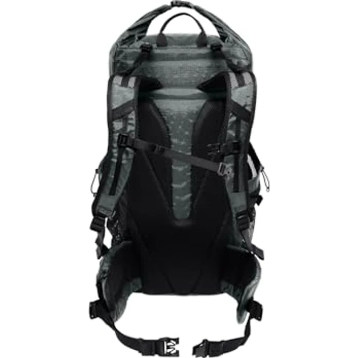 Jack Wolfskin WANDERMOOD ROLLTOP 30, Wanderrucksack mit verstaubarer Hüftgürtel, Roll-Top und gepolstertem Laptopfach, schwarz – Bild 3