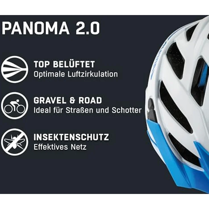 Alpina Panoma 2. 0 White - Blue Gloss, Größe 52 - 57 cm - Fahrradhelm, Farbe Weiß – Bild 3