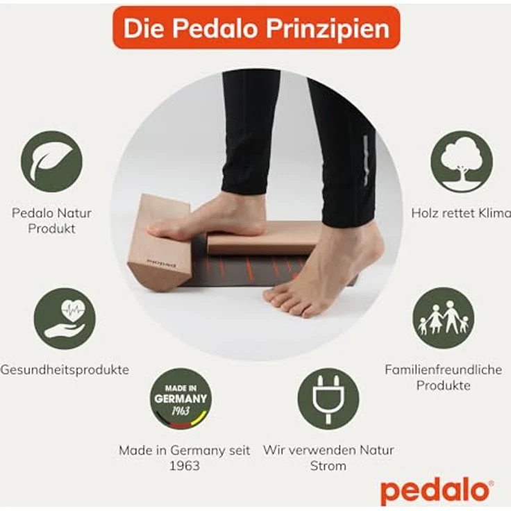 Pedalo Balance Trainer, Fußwalzen aus Massivholz mit Anti-Rutsch-Matte, beige – Bild 5