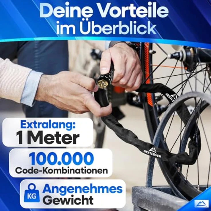 NEXTCOVER® Fahrradschloss LockPro, 5-stelliges Zahlenschloss aus Stahl, wetterfest, 100 cm für E-Bike und Roller, hohe Sicherheit [SAFESECURE] – Bild 5