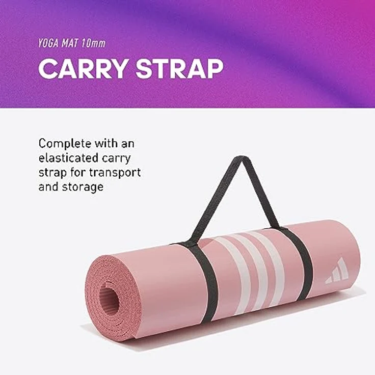 adidas Performance Yogamatte 10mm Hazy Rose, mit elastischem Tragegurt für optimale Stabilität und Komfort – Bild 4