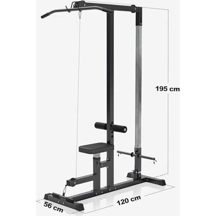 GORILLA SPORTS Latzugstation - Verstellbar, inkl. Trizepsstange und Latzugstange, bis 280kg Belastbar, 30mm - Schwarz - Vielseitige Fitnessstation für umfassendes Krafttraining – Bild 3