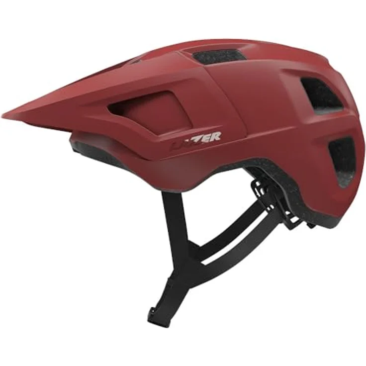 Lazer Fahrradhelm Lupo KinetiCore, Trailhelm mit integriertem Visier und optimierter Belüftung, Matte Maroon – Bild 3