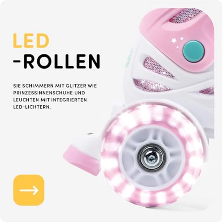 CARIBOO Ballerina, Einstellbare Kinder-Inlineskates mit Hardshell-Schale und LED-Rädern, rosa, Größe XS (26-30) – Bild 4