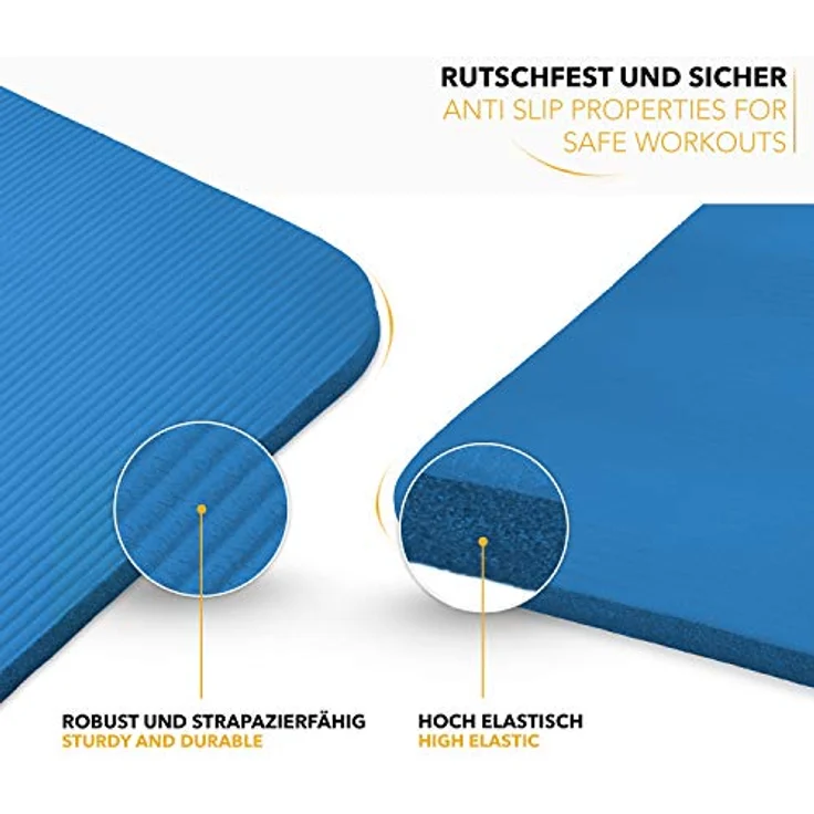 TRESKO Yogamatte Phthalatfrei - Gymnastikmatte rutschfest, extra Dicke Pilatesmatte Fitnessmatte mit Tragegurt, 185 x 60 x 1,0 cm – Bild 4