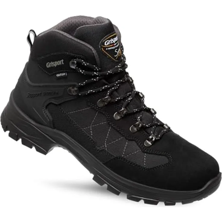 Grisport Scout Mid 01, Unisex Wanderschuhe mit PU Hiking Mono-Aussensohle, wasserabweisend und atmungsaktiv, schwarz, Größe 47