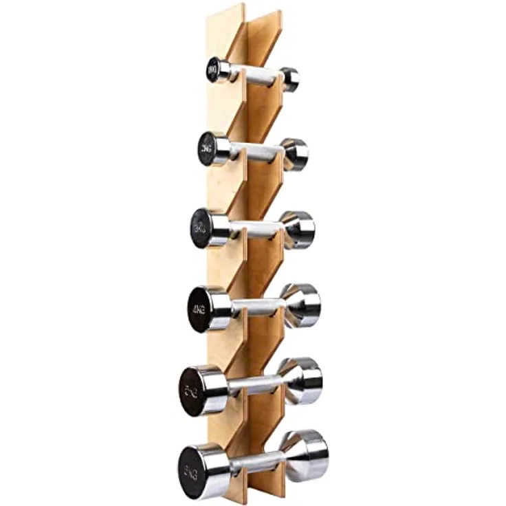 Sport-Tec Wandhalterung-Set inkl. Chromhanteln, 1-6 kg, 6 Stück, platzsparend und vielseitig, chrom