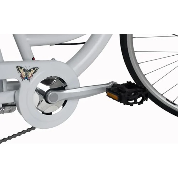 DaCapo Citybike Papilio 28'', 6-Gang-Schaltung, weiß mit Schmetterlingsmotiven, Korb, RH 48 cm – Bild 2