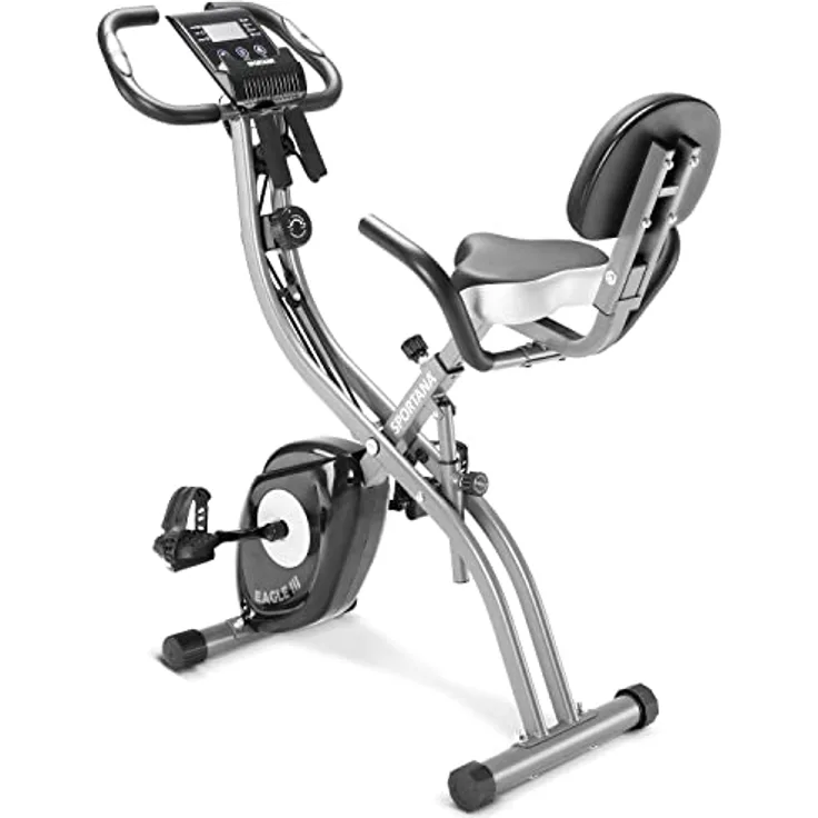 Sportana F-Bike Heimtrainer Eagle 3 Faltbar 10 Stufen 7 Sitzhöhen LCD Display Fitnessfahrrad 2 Zugbänder Fahrradtrainer Fitnessbike X-Bike