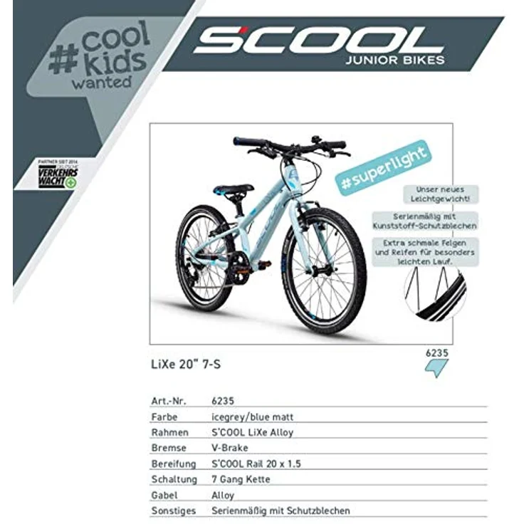 S'cool liXe 20 Zoll Kinderfahrrad, 7-Gang, robustes Design, hochwertige Komponenten, engineered in Germany – Bild 3