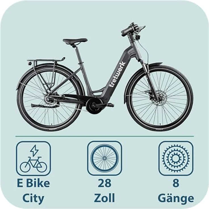 Tretwerk Amber Nexus E-Bike Damen, 28 Zoll Elektrofahrrad mit 550 Wh Akku, Shimano 8-Gang-Nabenschaltung, Tiefeinsteiger für Körpergröße 155 - 185 cm – Bild 2