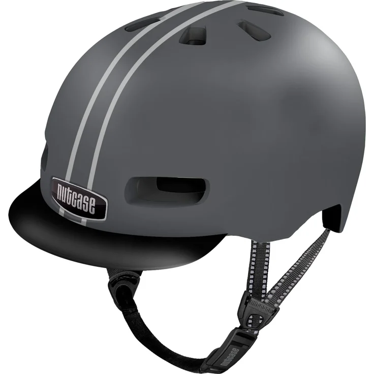 Nutcase Fahrradhelm Street Matte Mips, Suit and Tie Stripe - Grau, MIPS-Technologie, optimierte Belüftung, Fidlock Magnetverschluss, Größe S