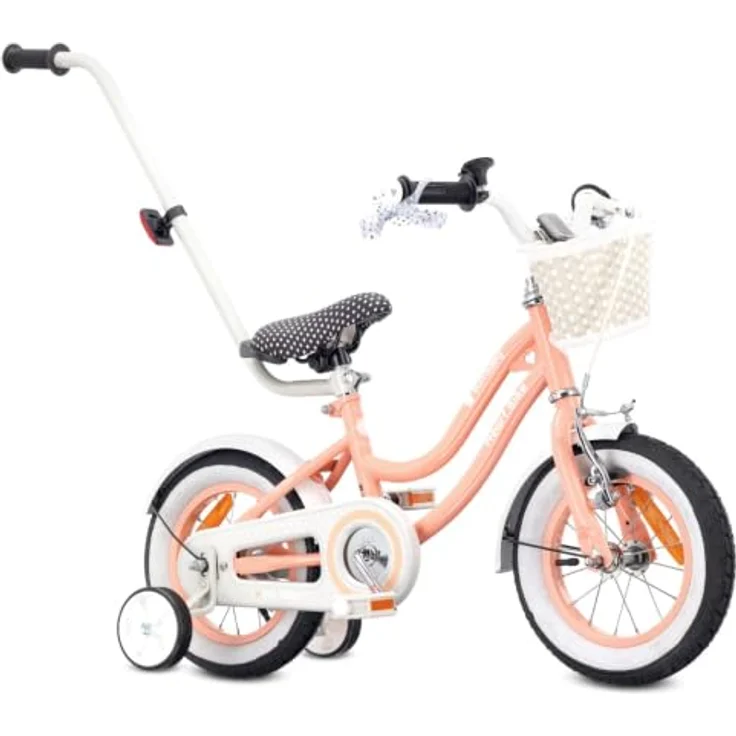 Sun Baby Kinderfahrrad Heart Bike, 12 Zoll mit Zusatzrädern und Schubstange, Aprikose – Bild 8