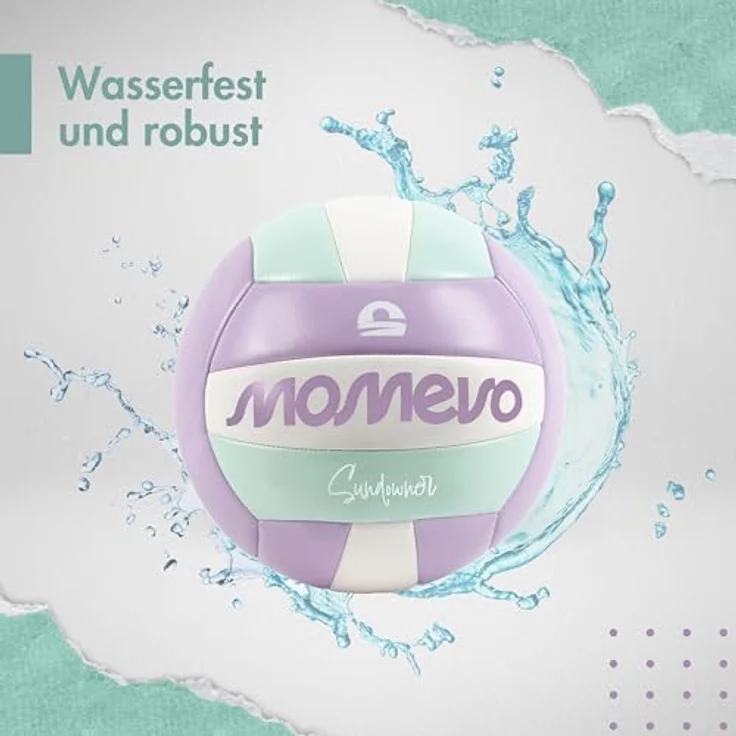 MOMEVO Sundowner Beachvolleyball, weicher Trainingsball mit Pumpe, offizielle Größe und Gewicht – Bild 4