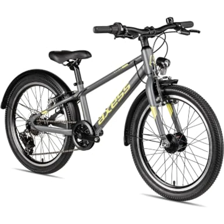 Axess Kinderfahrrad Stipe 20 Street, 7-Gang Kettenschaltung mit Shimano Tourney RD-TY202, V-Brake, Straßenausstattung schwarz/grau – Bild 2