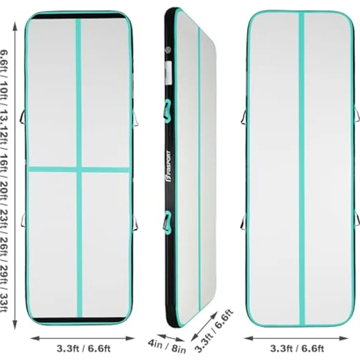 FBSPORT Airtrack Matte 20cm dick, 4M aufblasbare Tumbling Matte mit Luftpumpe und Tragetasche, ideal für Gymnastik, Yoga und Outdoor-Aktivitäten – Bild 2