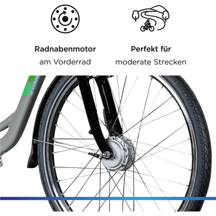 Zündapp E-Bike Z502 City, 28 Zoll, 7-Gang, 522 Wh, grau grün, Aluminium Tiefeinsteiger – Bild 6