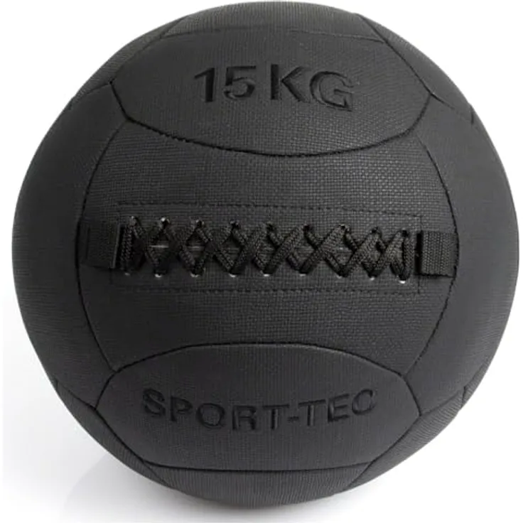 Sport-Tec Wall-Ball Robusta, 35 cm, 15 kg, schwarz - Hochwertiger Medizinball mit griffiger Oberfläche