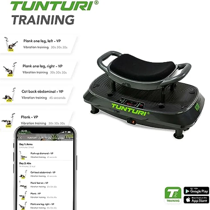 Tunturi Cardio Fit V20, Vibrationsplatte mit Oszillation, Vibration und Kombinationstraining – Bild 3