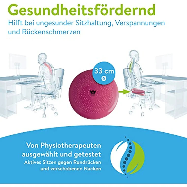 ZenOne Sports Balancekissen, orthopädisches Sitzkissen, Balance Board, Noppenkissen für aufrechte Haltung, Fitness-, Reha-, Balance- & Krafttraining, inkl. Pumpe, E-Book & Workout-Guide & -Video – Bild 3