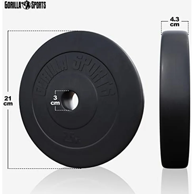 GORILLA SPORTS® Hantelset - 100kg, Langhantelstange 170 cm, Curlstange 120 cm, 2 x Kurzhanteln 30mm, Gewichte 4x1,25kg / 4x2,5kg / 2x5kg / 2x10kg / 2x15kg, 8 Sternverschlüssen, Kunststoff - Hantel Set, Schwarz - Preisvergleich – Bild 5