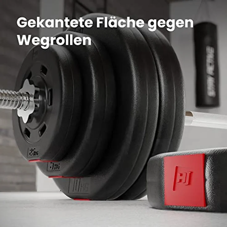 Hop-Sport Hantelscheiben-Set 5, 10, 20, 30 kg Kunststoff Gewichte 30 mm Hanteln Gewichtsscheiben 4x5 kg / 2x10 kg / 2x5 kg+2x10 kg (2 x 10 kg) – Bild 5