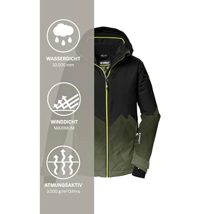 killtec KSW 383 BYS SKI Jungen Skijacke mit Kapuze, Schneefang und wasser- sowie winddichter Ausstattung, Bergprint – Bild 6