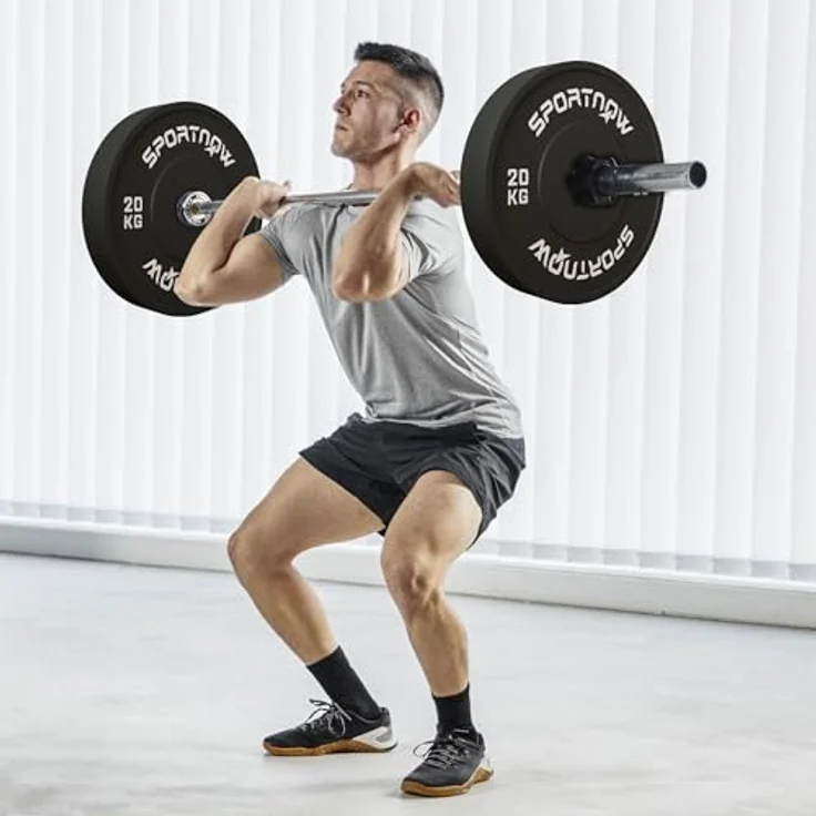 SPORTNOW Hantelscheiben 2er-Set, 2 x 20kg, Gummigewichte mit 5 cm Bohrung für Olympiastangen, Schwarz – Bild 2