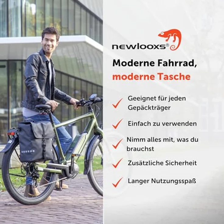 New Looxs Odense Single, Velotasche mit 17,5 l Volumen, abnehmbar als Umhängetasche, zwei Fächer mit Reißverschluss, geeignet für E-Bikes – Bild 2