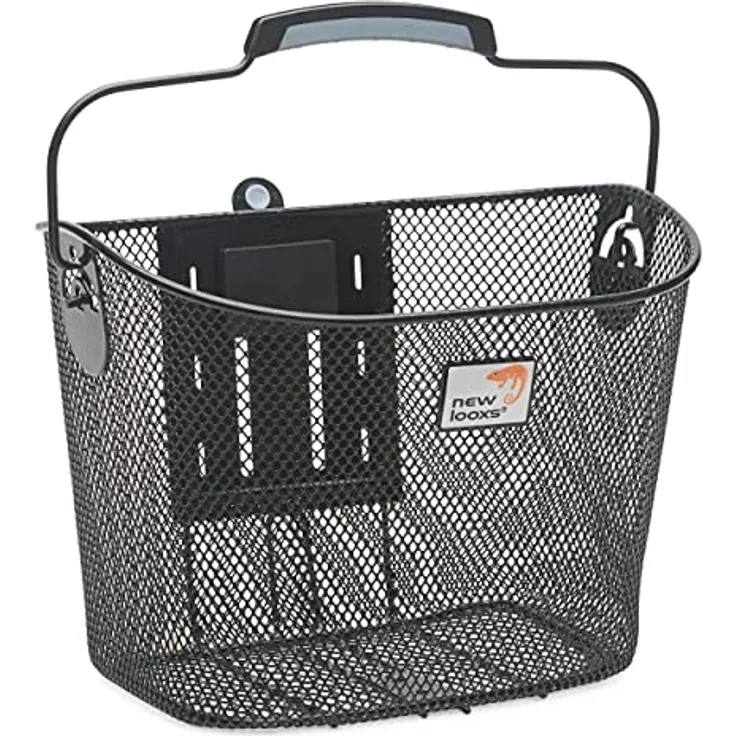 New Looxs New Look Toscane Smart Lock Fahrradkorb, Schwarz, 34 x 25 x 25 cm, mit Rapid Lock-System, Volumen: 19 L, aus Stahl